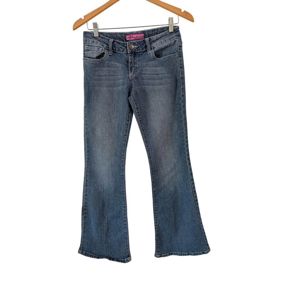Deb Jeans Y2K Blue Stretch Denim Flare Jeans Size 3 Embroidered Pockets
